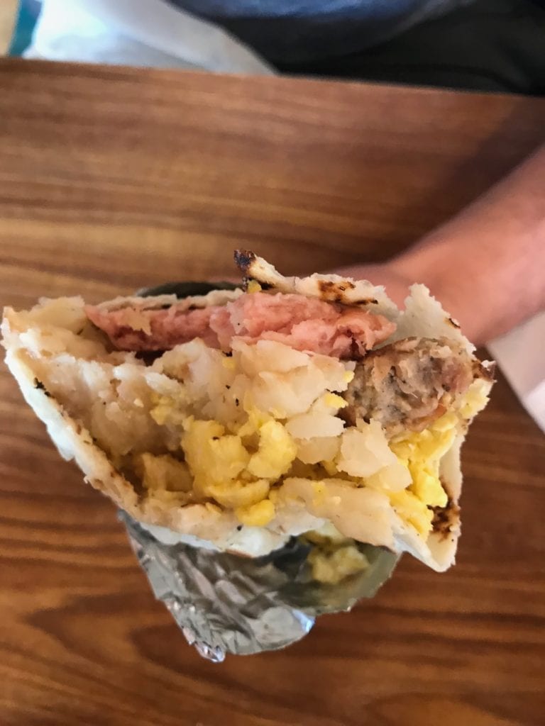 Navajo Burritos breakfast in cameron